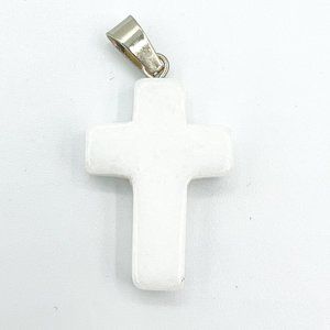 Cross Shaped Stone Pendant 1"